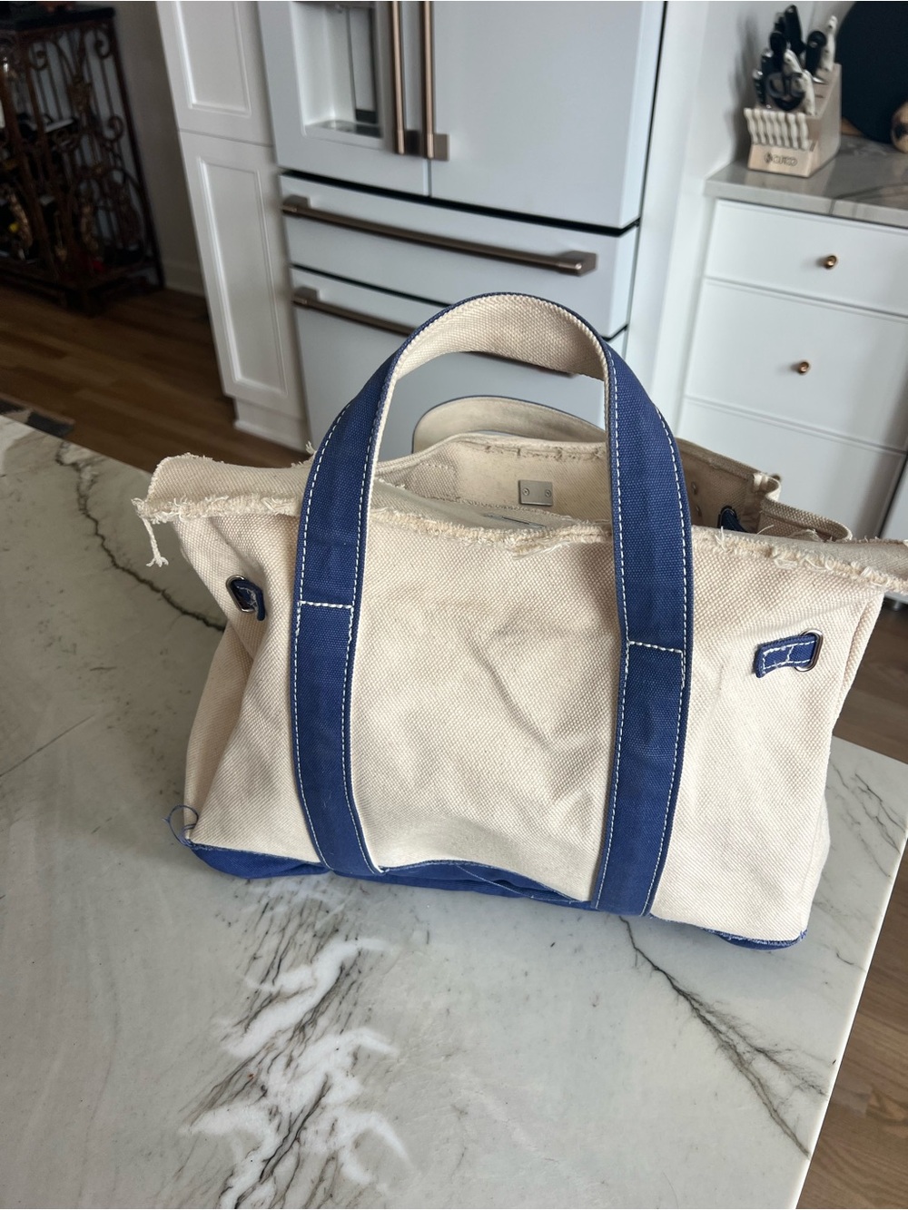 Sunwin Canvas Tote with Navy Pocket Accents - Picture 3 of 15